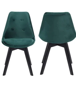 Set van 2 groene NORA fluwelen stoelen met kussen