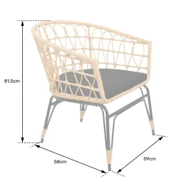 Set van 2 kunststof rotan fauteuils met kussens AIKO