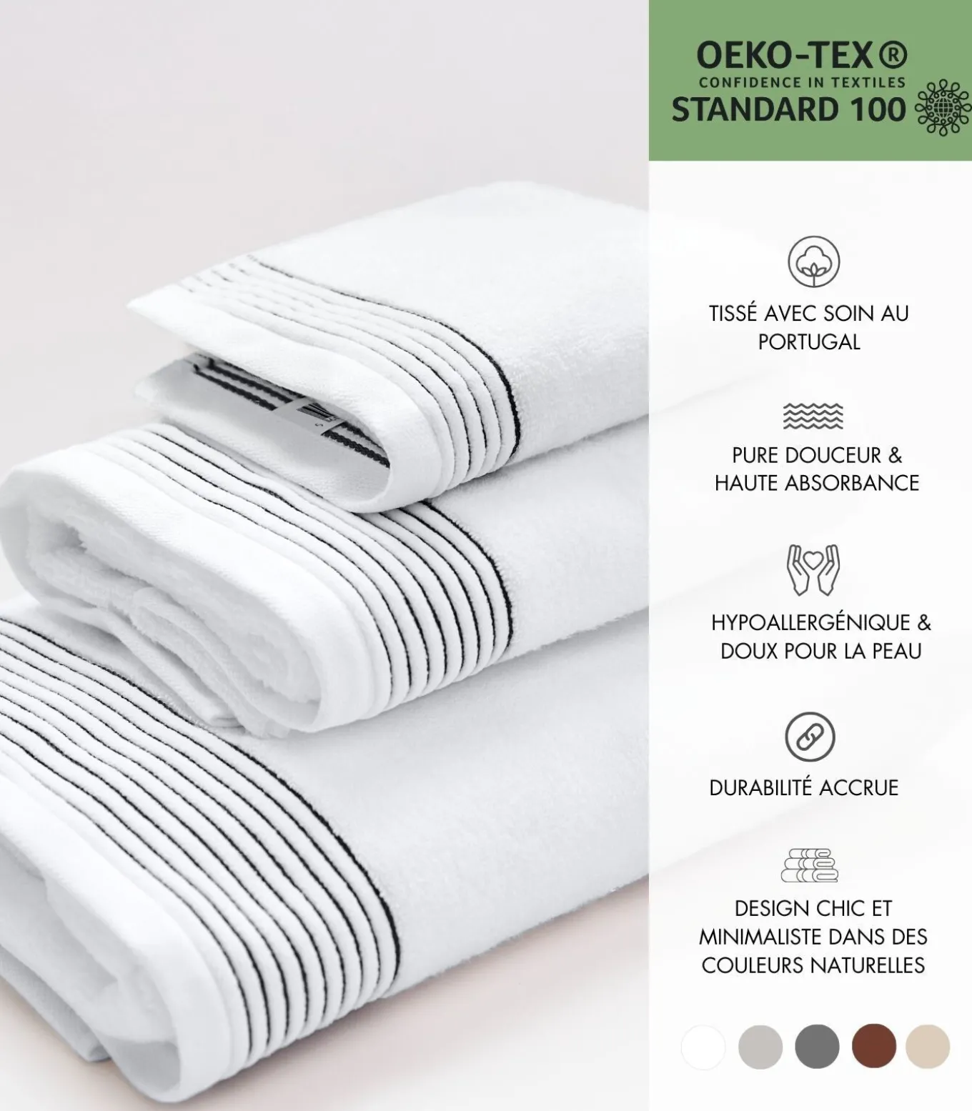 Set van 6 Premium Handdoeken PURE ELEGANCE (2-30x50cm, 2-50x100cm, 2-70x140cm)