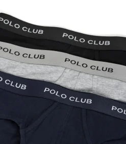 Set van drie slips, zwart, grijs en marineblauw, met Polo Club-detail