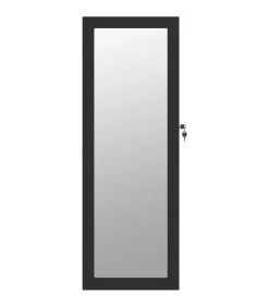 Sieradenkast met spiegel en LED wandgemonteerd zwart