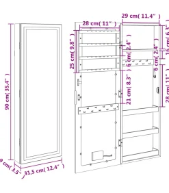 Sieradenkast met spiegel en LED wandgemonteerd