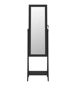 Sieradenkast met spiegel en LED-verlichting vrijstaand zwart