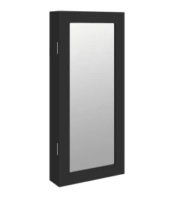 Sieradenkast met spiegel wandgemonteerd 30x8,5x67 cm zwart