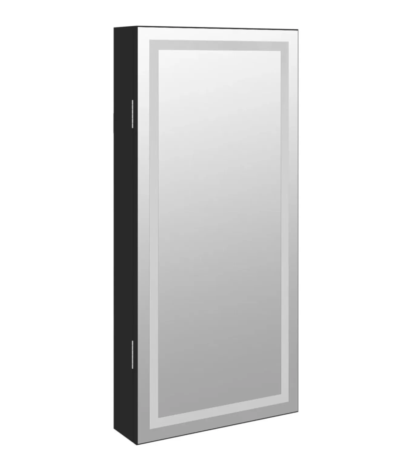 Sieradenkast met spiegel en LED wandgemonteerd zwart