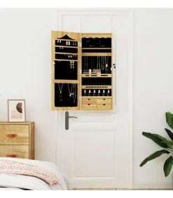 Sieradenkast met spiegel wandgemonteerd 37,5x10x90 cm