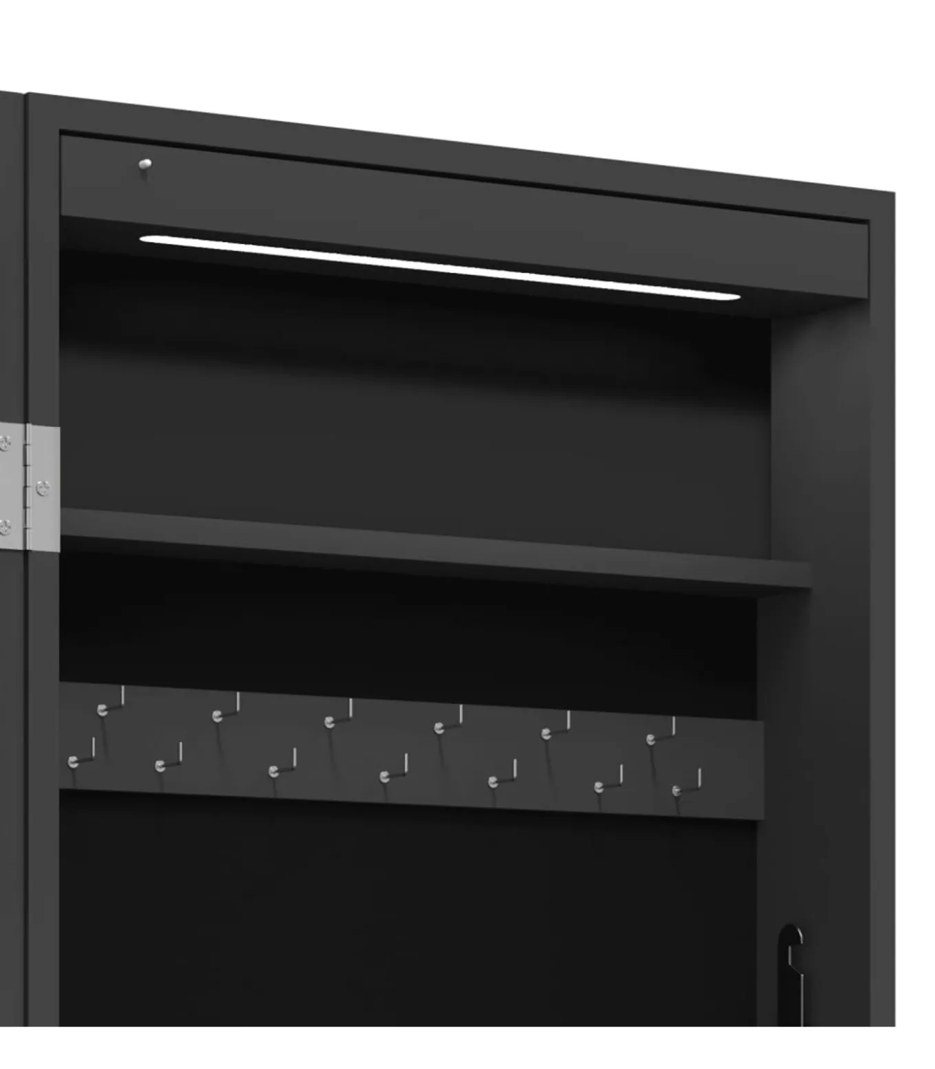 Sieradenkast met spiegel en LED wandgemonteerd zwart