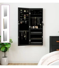 Sieradenkast met spiegel en LED wandgemonteerd wit