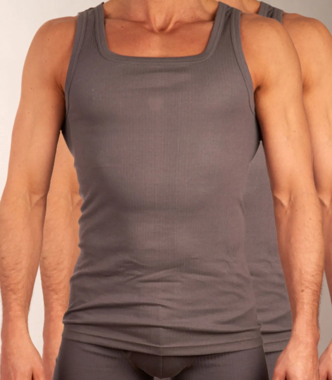 singlet 2 pack new basic cotton 4-1 rib grey