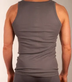 singlet 2 pack new basic cotton 4-1 rib grey
