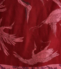 Sjaal van jacquard met rode vogel