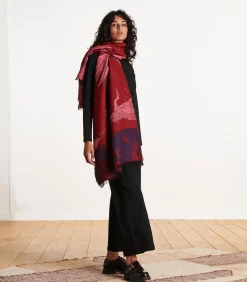 Sjaal van jacquard met rode vogel