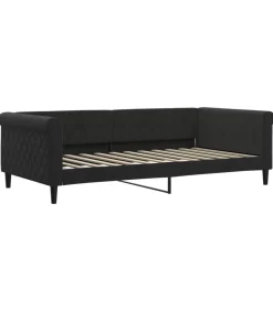 Slaapbank 100x200 cm fluweel zwart