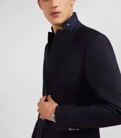 Slanke fit marineblauw 100% wollen blazer