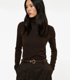 Slanke Pasvorm Coltrui Lange Mouwen met Kralen