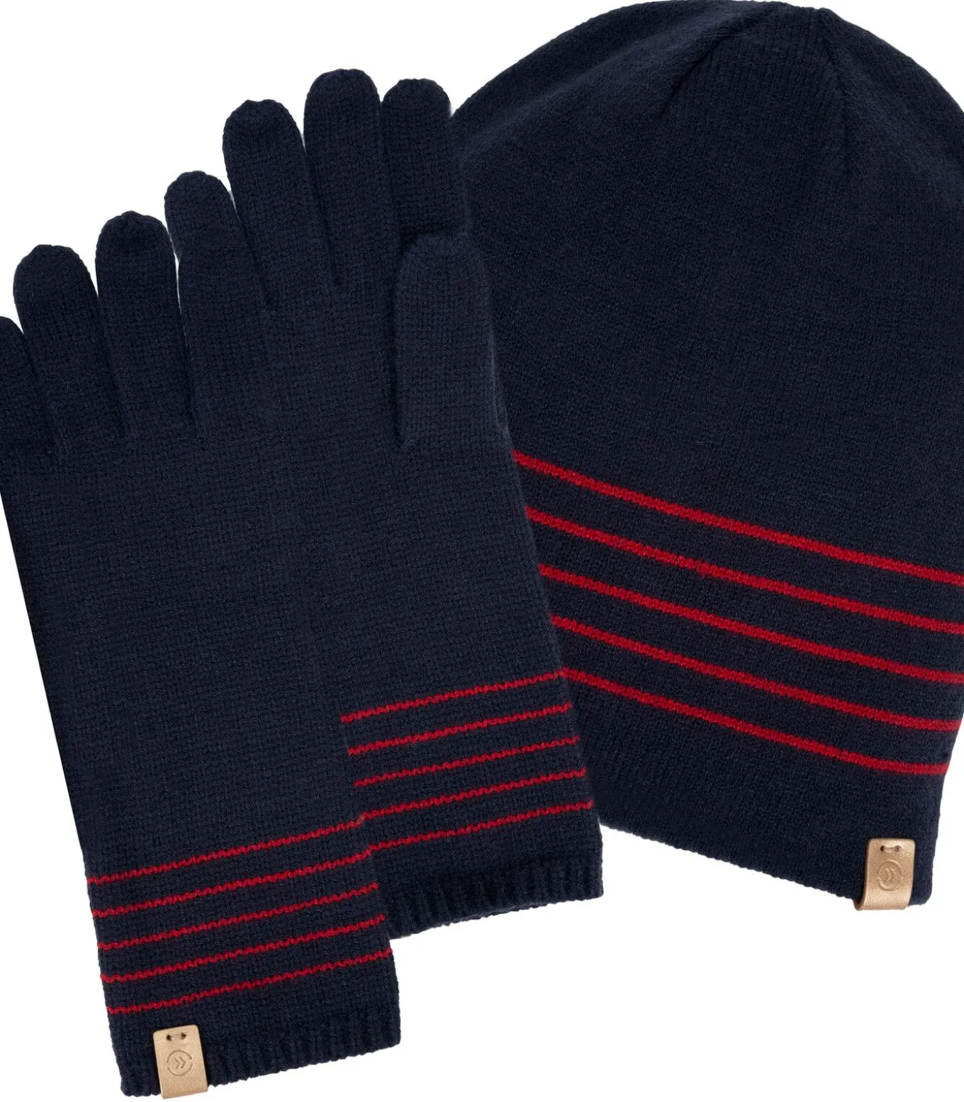 Soft touch marineblauwe lange gestreepte handschoenen