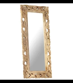 Spiegel handgesneden 110x50 cm massief mangohout bruin