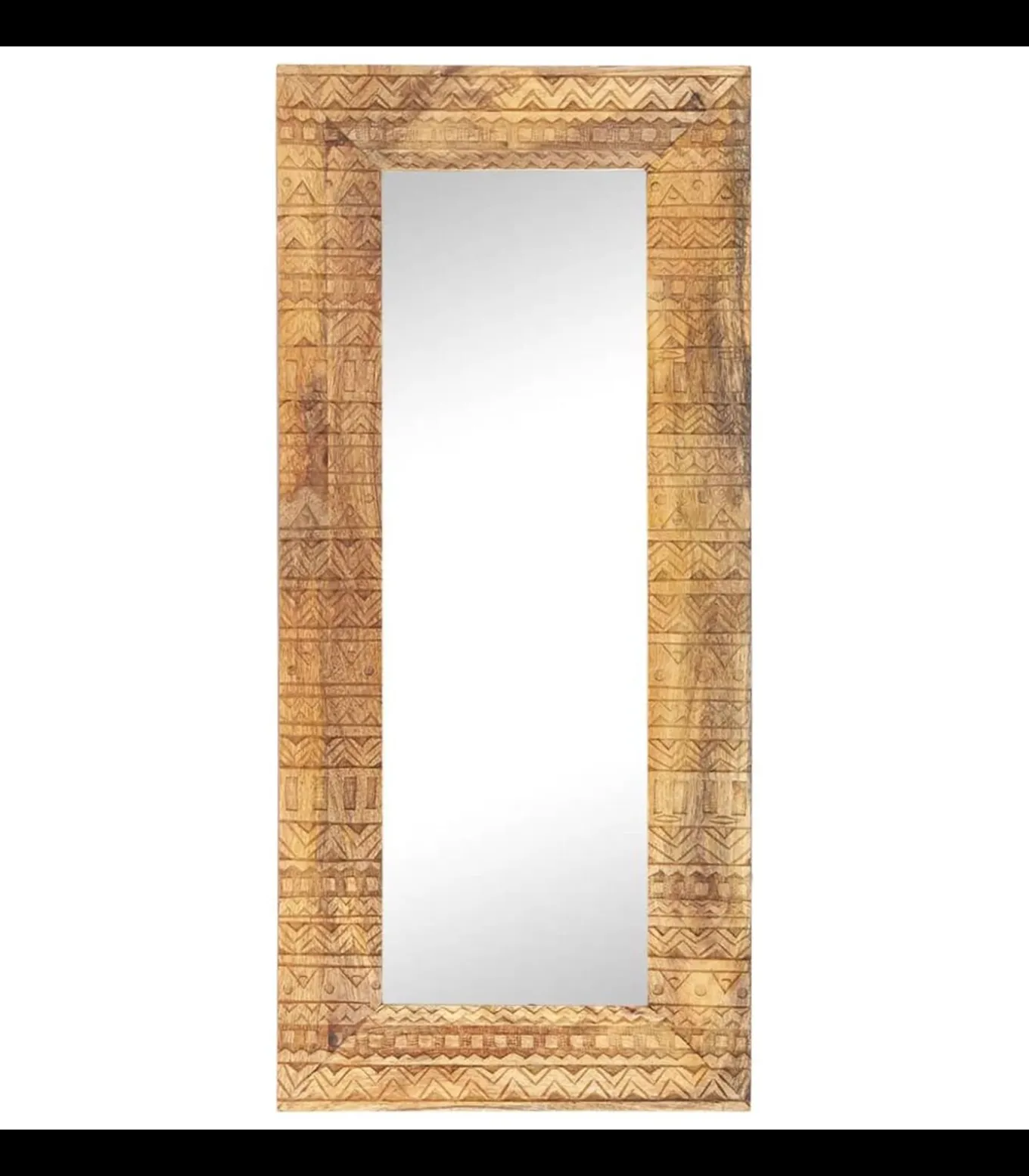 Spiegel handgesneden 110x50x2,5 cm massief mangohout