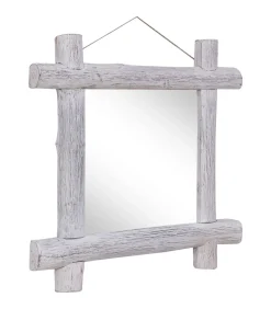 Spiegel houtblokken 70x70 cm massief gerecycled hout