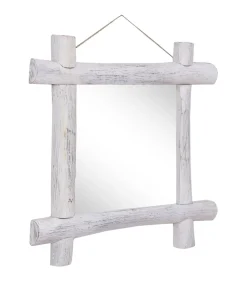 Spiegel houtblokken 70x70 cm massief gerecycled hout