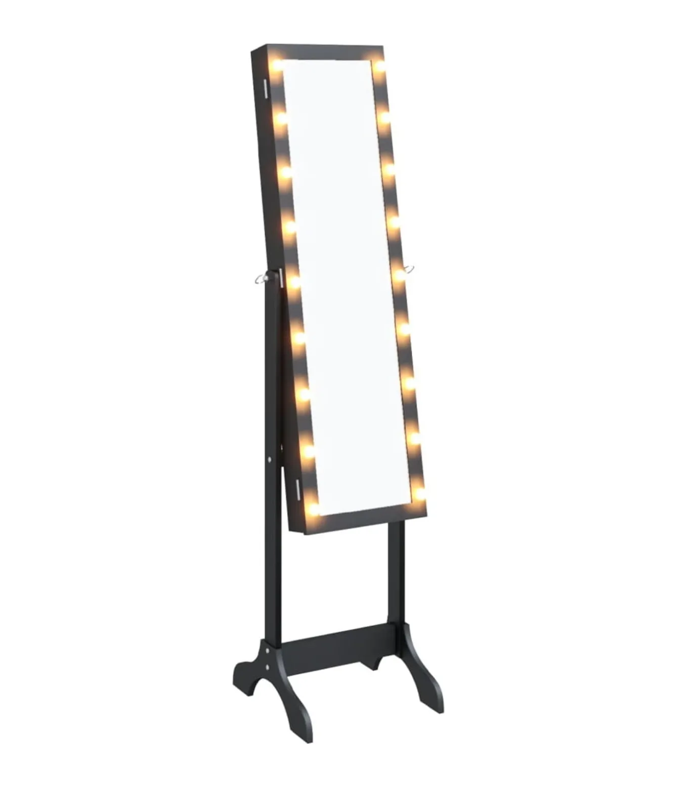 Spiegel vrijstaand met LED's 34x37x146 cm zwart