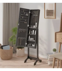 Spiegel vrijstaand 34x37x146 cm zwart