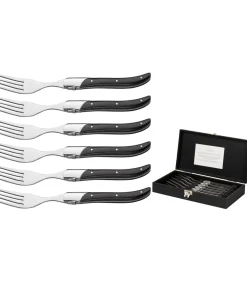 Steakvorken Laguiole - Zwart - 6 Stuks