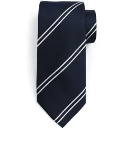 Stropdas Zijde Double Stripe Bordeaux