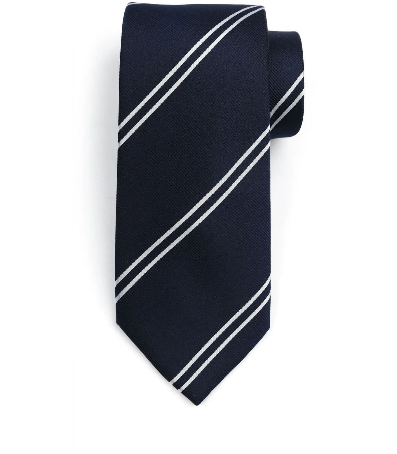 Stropdas Zijde Double Stripe Bordeaux