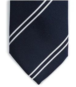 Stropdas Zijde Double Stripe Bordeaux