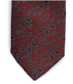 Stropdas Zijde Paisley Bordeaux