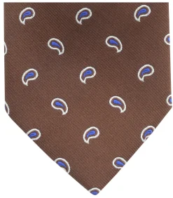 Stropdas Zijde Paisley Bruin