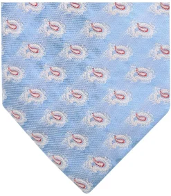 Stropdas Zijde Paisley Licht Blauw