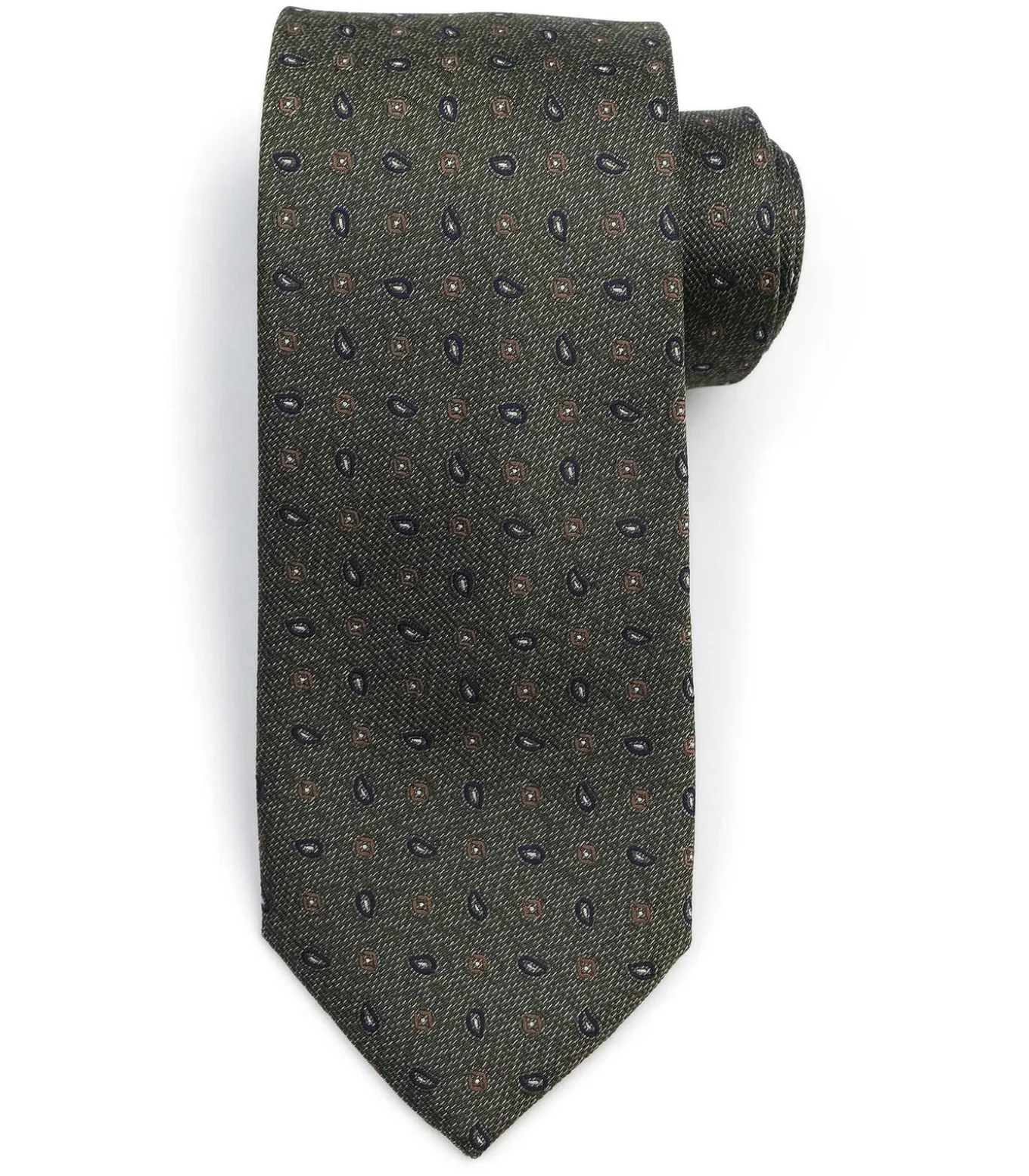 Stropdas Zijde Small Paisley Olive