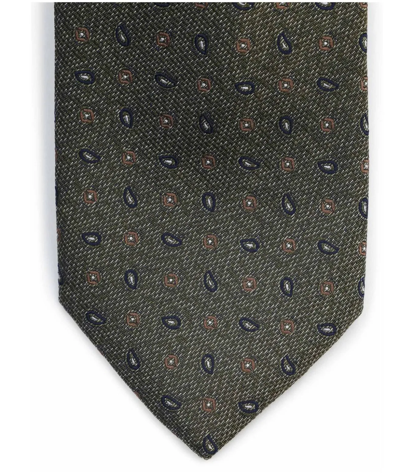 Stropdas Zijde Small Paisley Olive