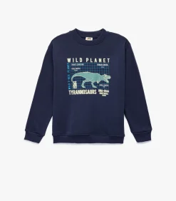 Sweatshirt Kind Ronde Hals Dino Print Blauw