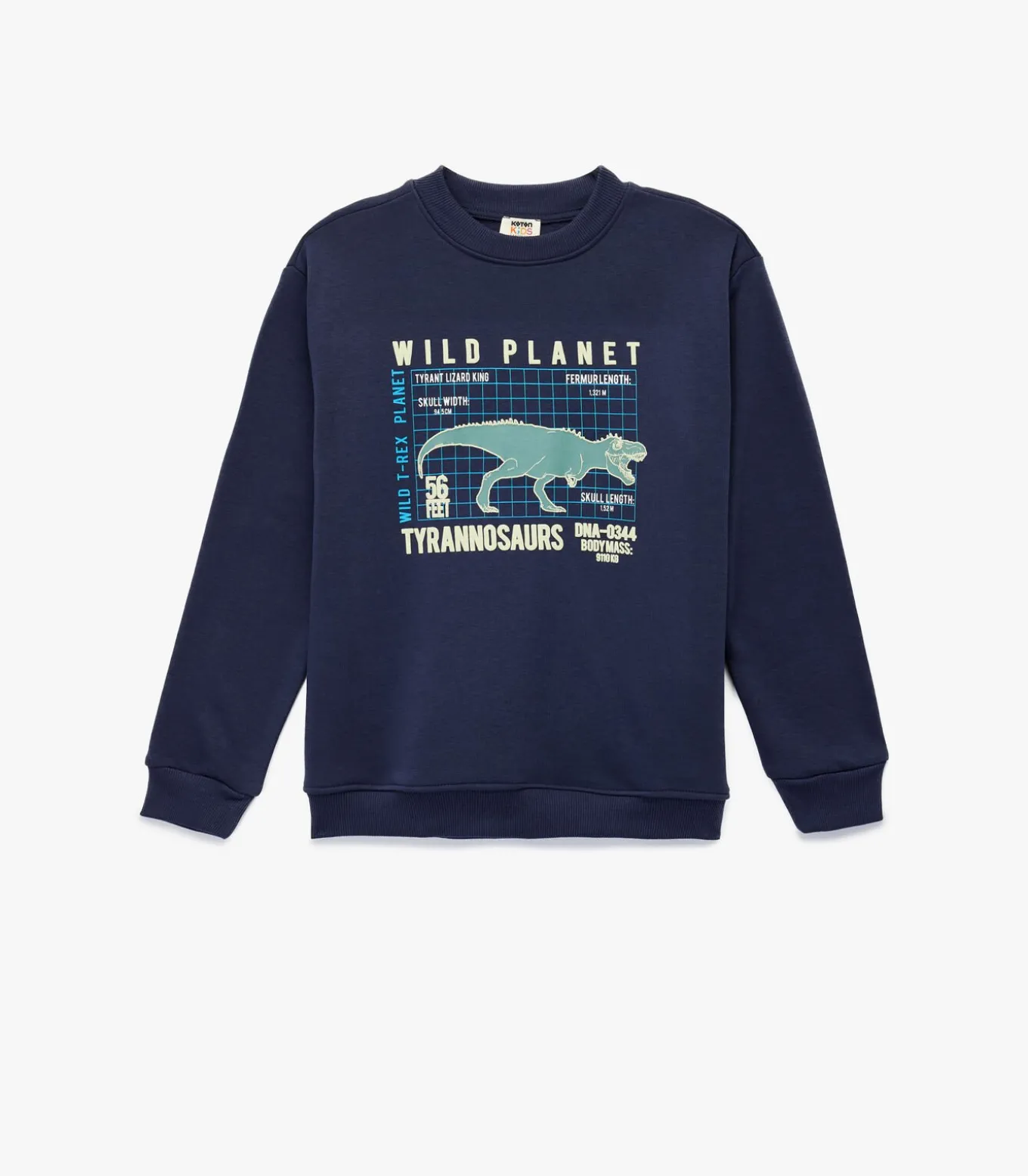 Sweatshirt Kind Ronde Hals Dino Print Blauw