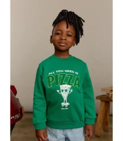 Sweatshirt met pizzalogo en ronde hals