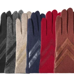 Tactiele handschoenen van wol voor dames Rood