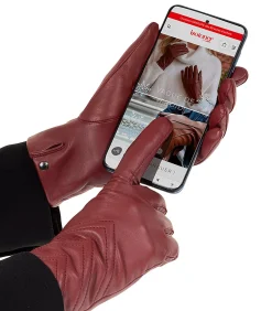 Tactiele leren dameshandschoenen met zwarte voering