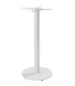 Tafel hoog rond 60 cm witte poot en lichtgrijze betonnen bekleding