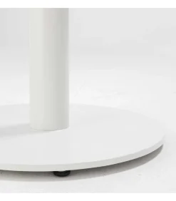 Tafel hoog rond 60 cm witte poot en lichtgrijze betonnen bekleding