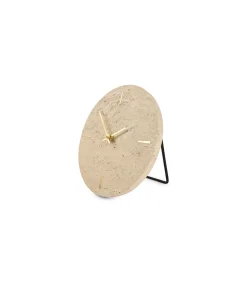 Tafelklok 20cm travertijn beige Zone