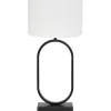 Tafellamp Jamiri/Polycotton - Zwart/Wit - Ø30x67cm