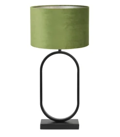 Tafellamp Jamiri/Velours - Zwart/Olijfgroen - Ø30x67cm