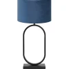 Tafellamp Jamiri/Velours - Zwart/Petrol - Ø30x67cm