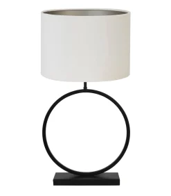 Tafellamp Liva/Velours - Zwart/Off white - Ø40x78,5cm