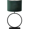 Tafellamp Liva/Velours - Zwart/Donkergroen - Ø40x78,5cm