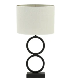 Tafellamp Stelios/Saverna Ovaal - Zwart/Eiwit - Ø30x62cm