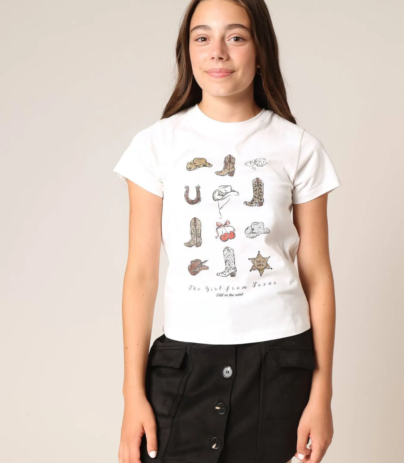 TEXAS - Meisjes T-shirt met westernprint van 100% katoen